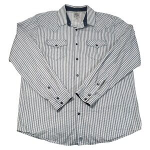 Moonshine Spirits Brad Paisley Western Button Up Shirt Blue‎ White Long Sleeve L